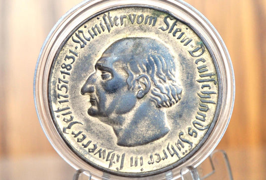 German 1923 10000 Mark Coin - Uncirculated Grade / Condition - Westfallen German States Ten Thousand Marks Copper Baron von Stein Horse