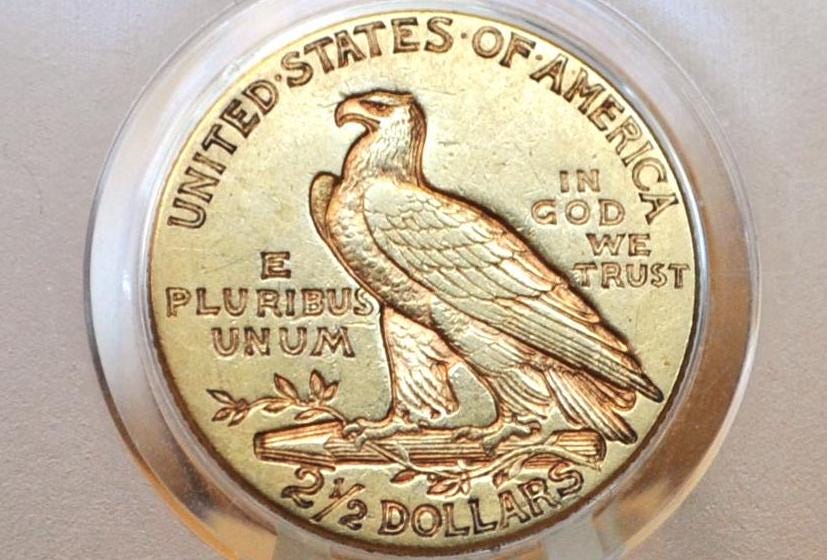 1915 2.5 Dollar Gold Coin - XF, Great Coin - 1915 Quarter Eagle Gold 1915 Indian Head Gold, Affordable Price, Historic Coin