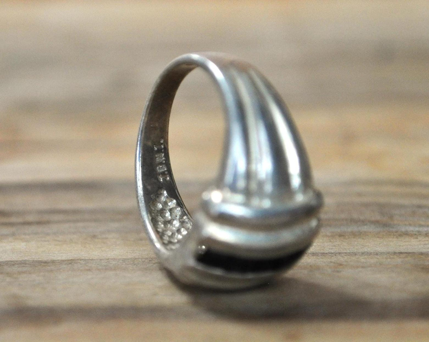 Vintage Bijoux D'Amour Sterling Princess Cut Sapphire Ring - Size 7 - Bijoux D'Amour Signed Silver Sapphire Ring - Princess Cut Ring