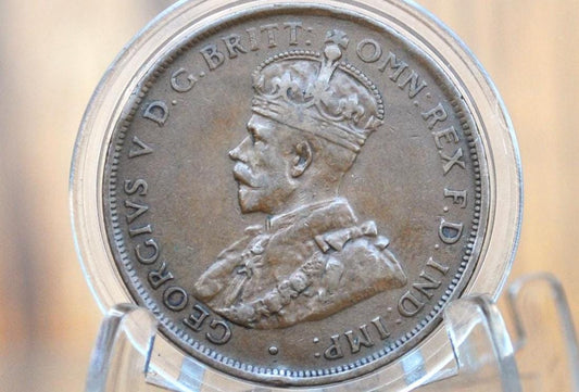 1927 Australian One Penny - Good Condition - King George - Australian One Cent 1927 - Large Penny / Large Cent - Old Australia Coins