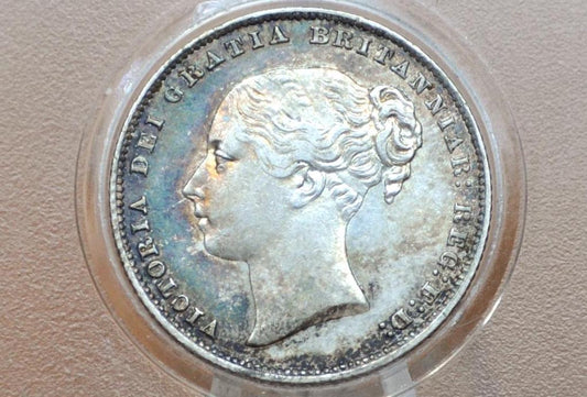 1865 Great Britain Silver 1 Shilling UK One Shilling 1865 - AU Grade - Queen Victoria - 1 Shilling 1865 Sterling Shilling UK, Die Number 114