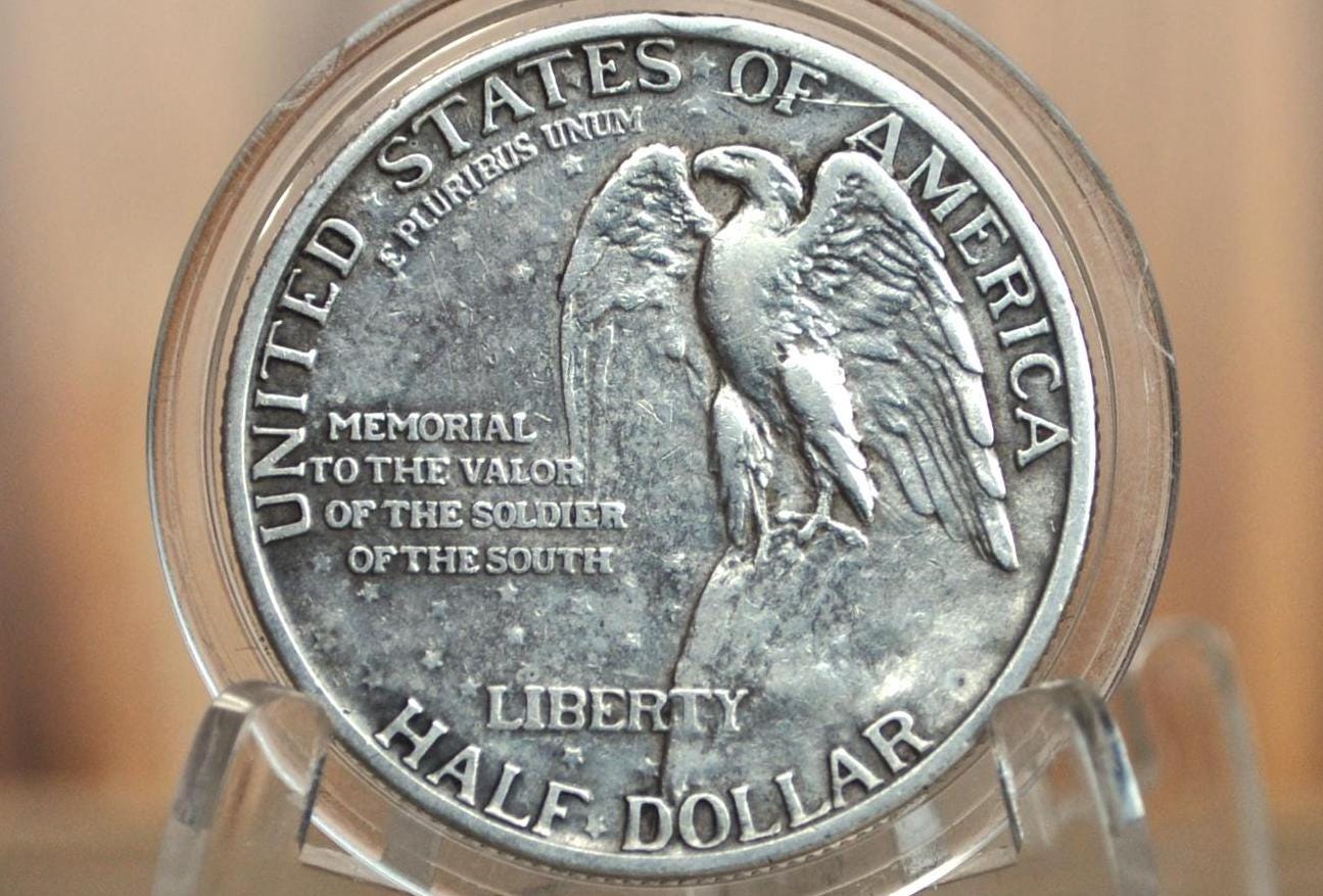Authentic 1925 Stone Mountain Silver Commemorative Half Dollar - Toned - Robert E Lee and Stonewall Jackson 1925 Half Dollar