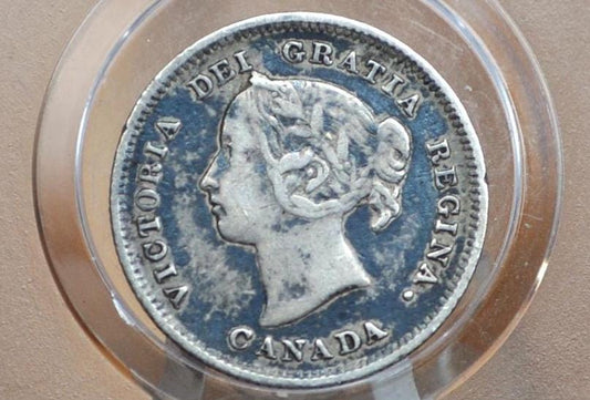 1887 Canadian Silver 5 Cent Coin, Key Date - Choose by Grade / Coin - Queen Victoria - Canada 5 Cent Sterling Silver 1887 Canada Small 5