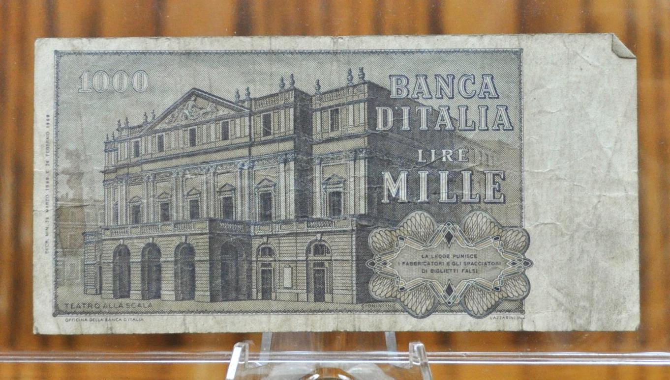 1975-77 Bank of Italy 1000 Lire Italian Banknote- Giuseppe Verdi Series - Choice of Signatures- 1970s Italy One Thousand Lire Note- P#101d/e