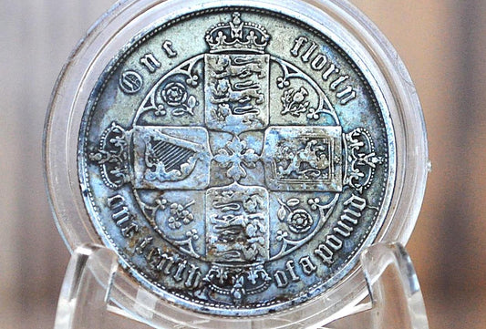 1856 Great Britain Florin - VF+ Detail - Gothic Florin - Silver Florin 1856 United Kingdom, Rare Coin, Rare Coin Type - Latin Script