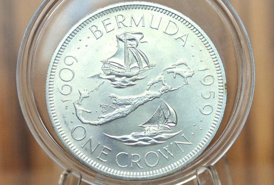 1959 Bermuda Silver Crown - Rare, Only 100,000 Made! - Gem Uncirculated - 1 Crown Bermuda 1959 Sterling Silver Elizabeth II Silver Crown