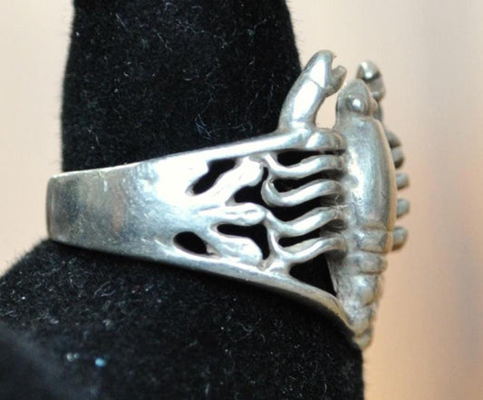 Vintage Scorpion Ring Sterling Silver - Size 9 - Poison Ring - Desert Bug Ring