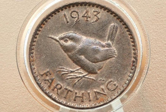 1944 Farthing Great Britain - Great Condition - UK 1 Farthing 1944 Wren Design - King George VI - British One Farthing 1944
