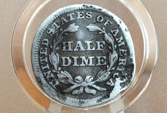 1845 Half Dime - Damaged - 1845 Seated Liberty Half Dime - Early American Coin - 1845 Silver Half Dime Liberty Seated