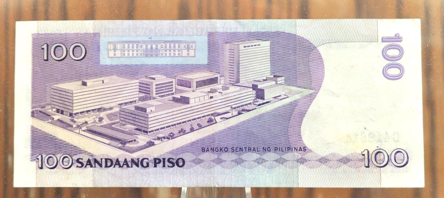 1985-91 Philippines 100 Piso Banknote - Central Bank of the Philippines- Black Serial Number- 1985 Philippines One Hundred Piso Note- P#172c
