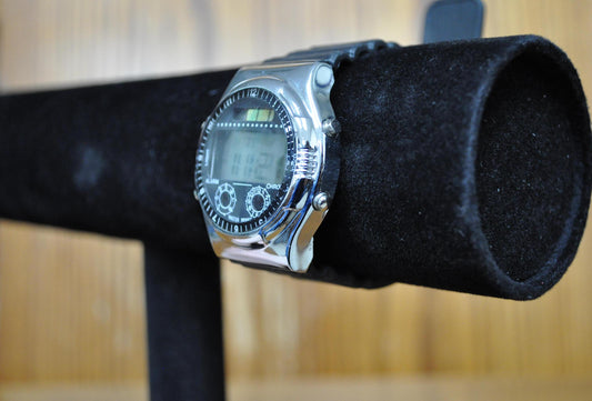 Vintage Black and Silver Sports Chronographic Alarm Watch - Antique Unisex Sports Alarm Watch - Working!