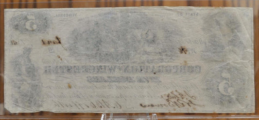 1861 Corporation of Winchester 5 Dollar Obsolete Note - XF (Extremely Fine) - Virginia Obsolete Currency - 1861 Winchester Five Dollars Note