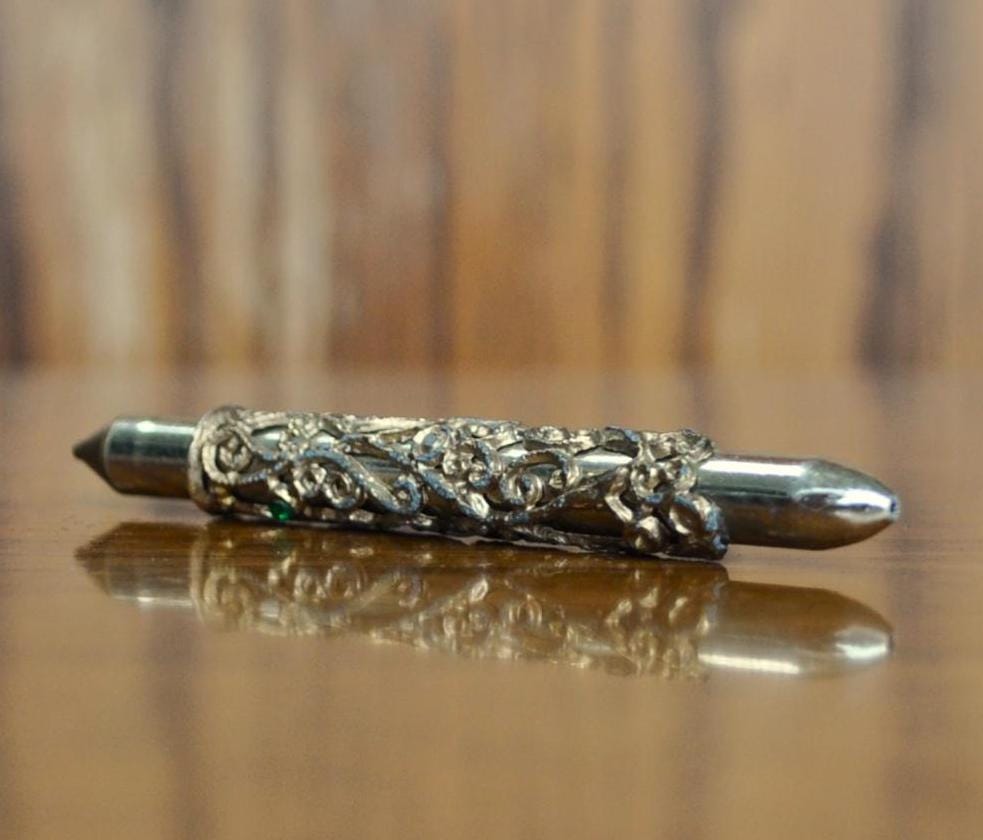 Vintage Compact Gold Tone Filigree Travel Pen - Pen Only - Does Not Work, Needs Ink - 1950s Mini Gold Filigree Elegant Travel Pen