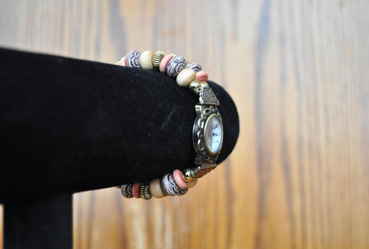 Vintage 1980s Boho Multicolor Beaded Women's Watch - Boho Multicolor Beaded Watch - Working New Battery