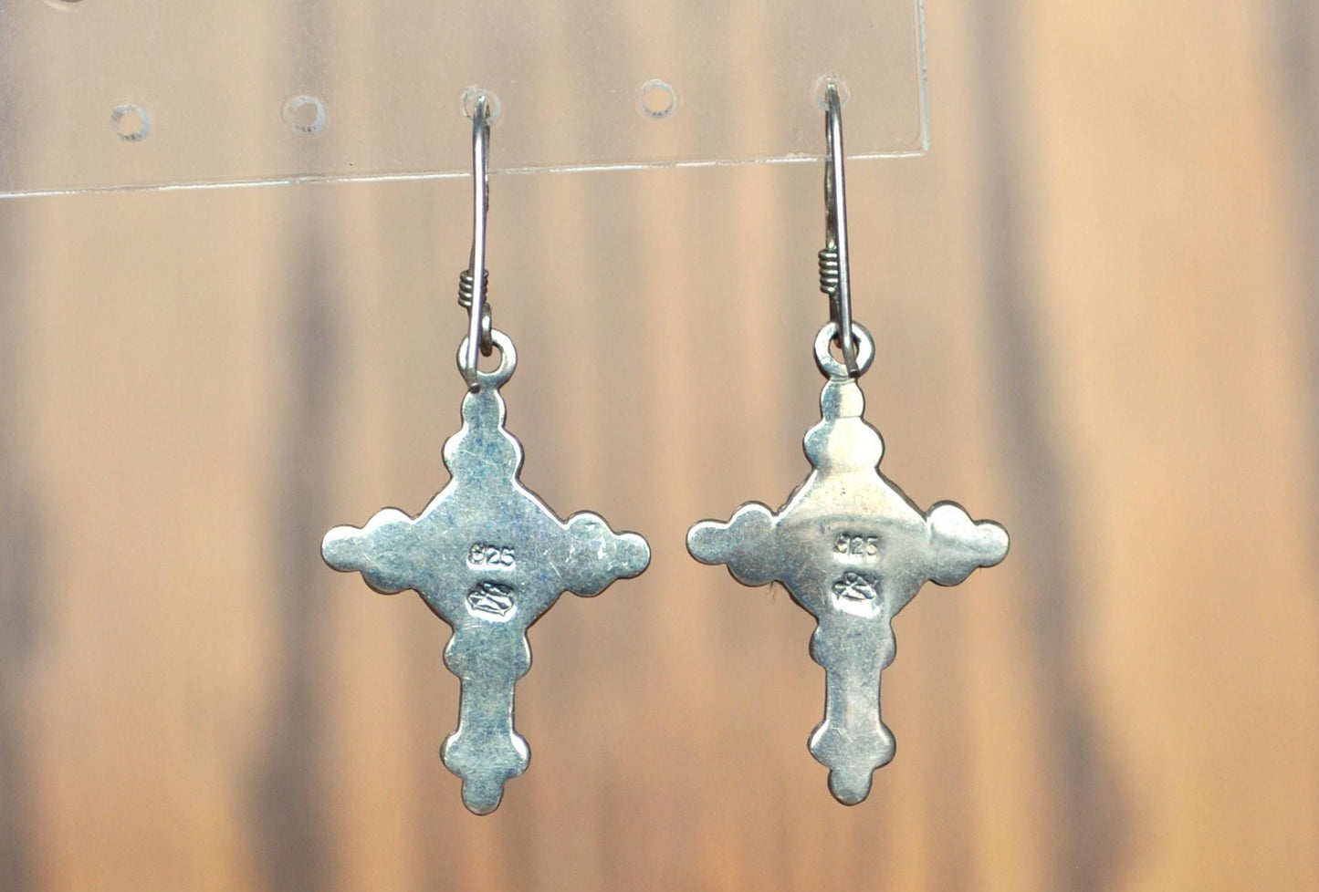 Intricate 925 Sterling Silver Turquoise Cross Pendant Earrings- Turquoise Sterling Silver Earrings - Beautiful Turquoise Earrings