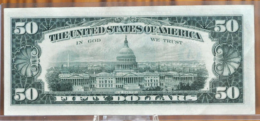 1963-A Federal Reserve 50 Dollar Note - Boston MA (A) Note - Dark Green Seal - AU - 1963A Fifty Dollar Federal Reserve Note - Fr#2113-A
