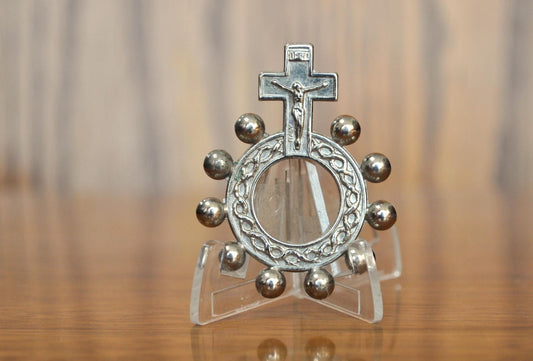 Rare Jesus Crucifixion Cross Rosary Ring - Catholic Miraculous Ring - Religious Medal