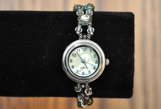 Amazing Quartz Women's Steel Back Intricate Beading Watch - Quartz Flower Beaded Watch - Not Working!