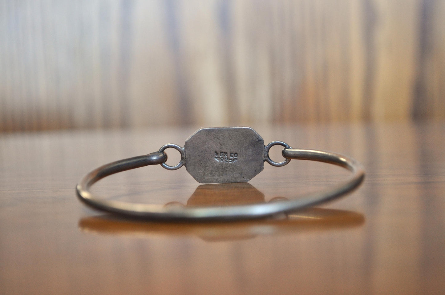 Rare Mexican 925 Sterling Silver Fire Glass Bracelet - Stunning Vintage "Mexico 925" Stamped Fire Glass Bracelet - 6.5 mm Wide, 5 mm Height