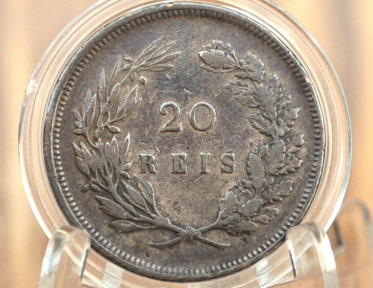 1892 Portuguese 20 Reis Portugal - Republica Portugesa Twenty Reis XX Ried 1892 - XF Condition - Old Portuguese Coin