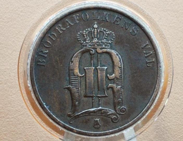 Rarer Year 1885 Swedish 2 Ore Coin - Great Condition - 1885 Sweden Two Ore, Great for Birthdays, Jewelry, Collections, Sweden 2 Ore