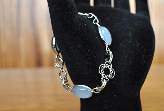 Ornate Gold Filled Glass Moonstone Bracelet - 14 mm - Gold Filled Ornate Bracelet