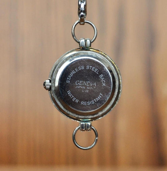 Vintage Geneva Silver-Toned Ladies Watch Charm - 18mm Dial - Beautiful Geneva Silver Ladies Watch Case Charm - Working, New Battery