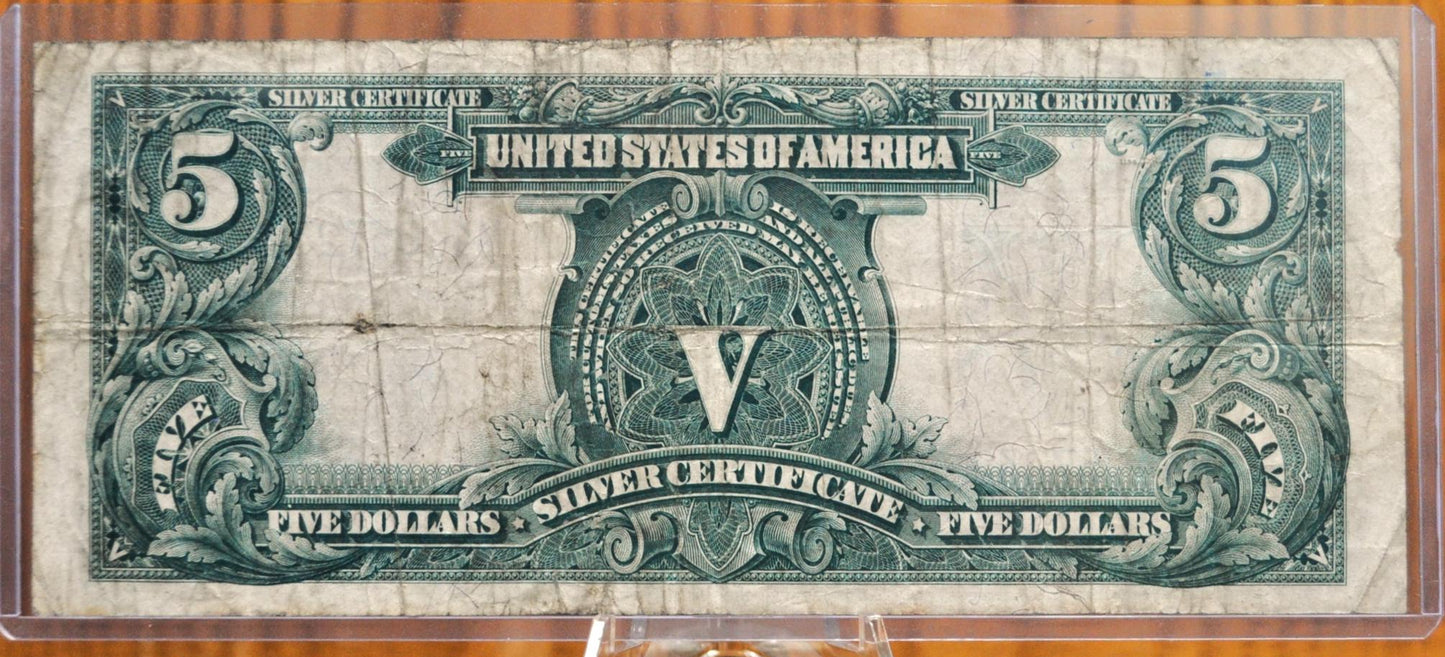 1899 5 Dollar Silver Certificate Chief Note - VF (Very Fine) Grade - Horseblanket Note, Five Dollar Indian Chief Running Antelope - Fr.277
