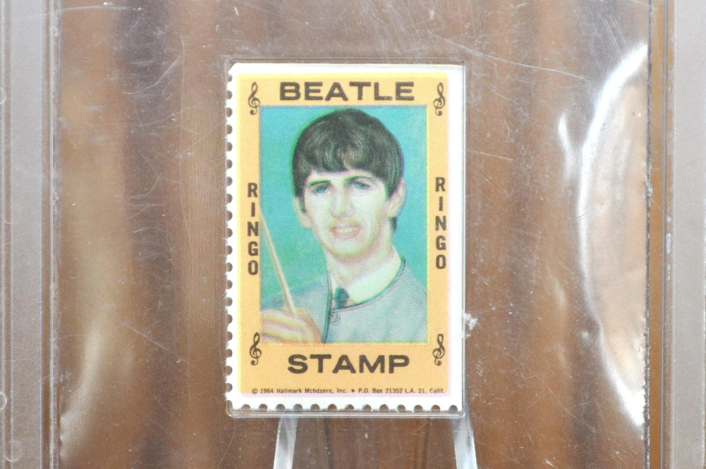 1964 Hallmark Beatles Ringo Starr Stamp - WCG Graded 10 Gem-MT - Gem Mint Condition - Sleeved WCG Collectable Beatle Ringo Starr Stamp