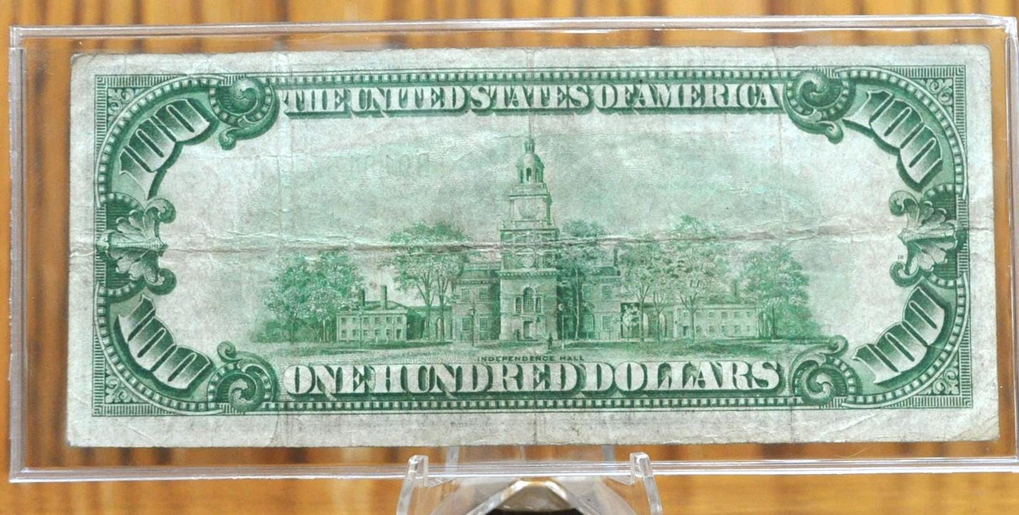 1928A Federal Reserve 100 Dollar Note - Dark Green Seal - New York (B) - Redeemable in Gold - 1928 A One Hundred Dollar NY Note - Fr.2151-B