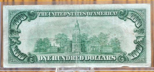 1928A Federal Reserve 100 Dollar Note - Dark Green Seal - Chicago (G) - Redeemable in Gold - 1928 A One Hundred Dollar IL Note - Fr.2151-G