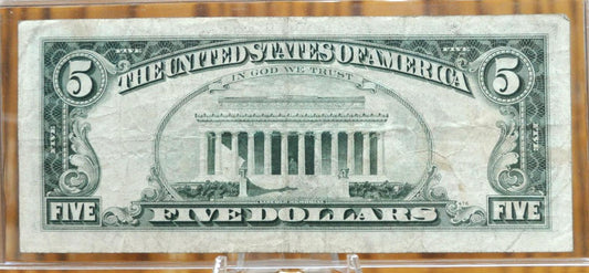 1977-A Federal Reserve 5 Dollar Note - Boston (A) - Fancy Repeater Serial Number - 1977A Five Dollar Note - Lucky 7s Banknote - A77777577A