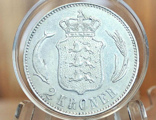 1899 2 Kroner Denmark Silver - Danish Two Kroner 1899 - Christian IX - Choice AU Condition - Great Coin for a Collection