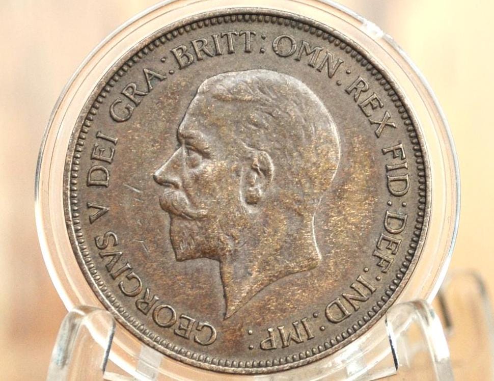 1934 Great Britain One Penny - Choice AU (About Uncirculated) Grade / Condition - UK Large Penny 1934 - King George Penny, Bronze, UK penny