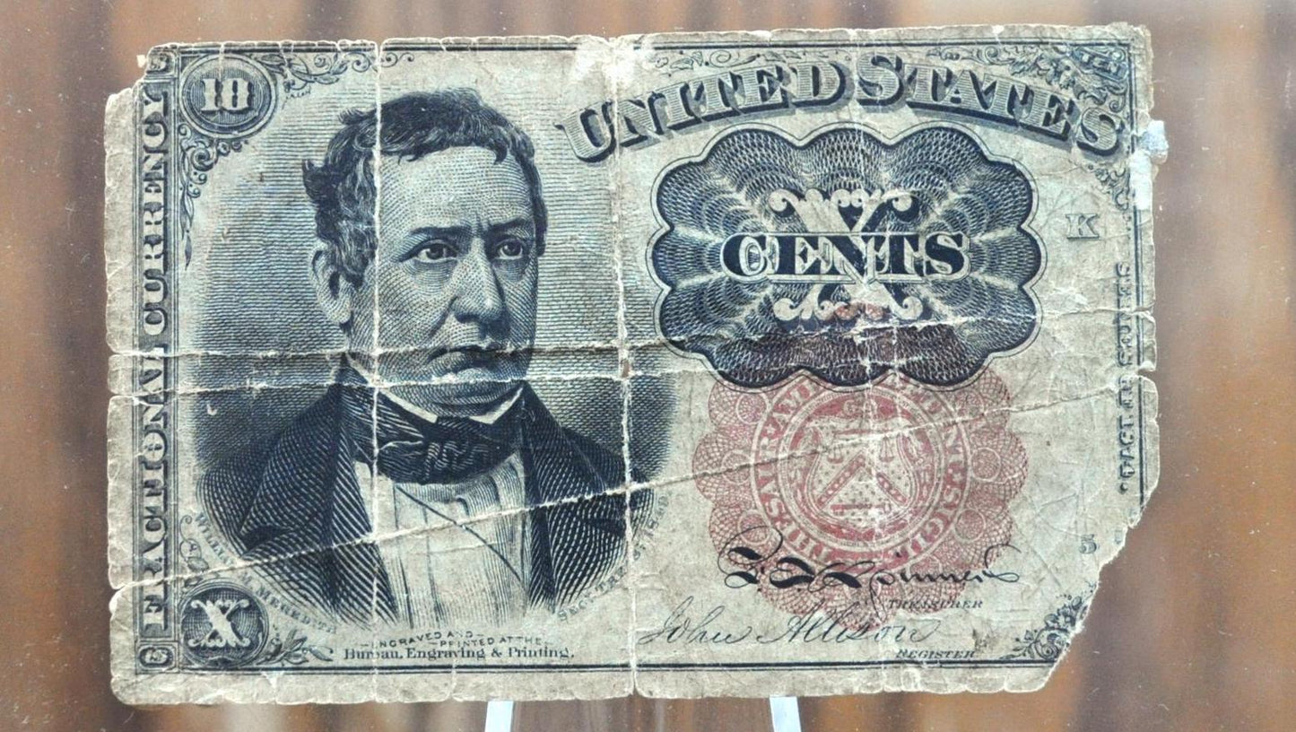 1874 5th Issue Fractional Currency 10 Cent - Choose by Grade/Condition - Long Key Seal - Fifth Issue Fractional Ten Cents Note - Fr. 1265
