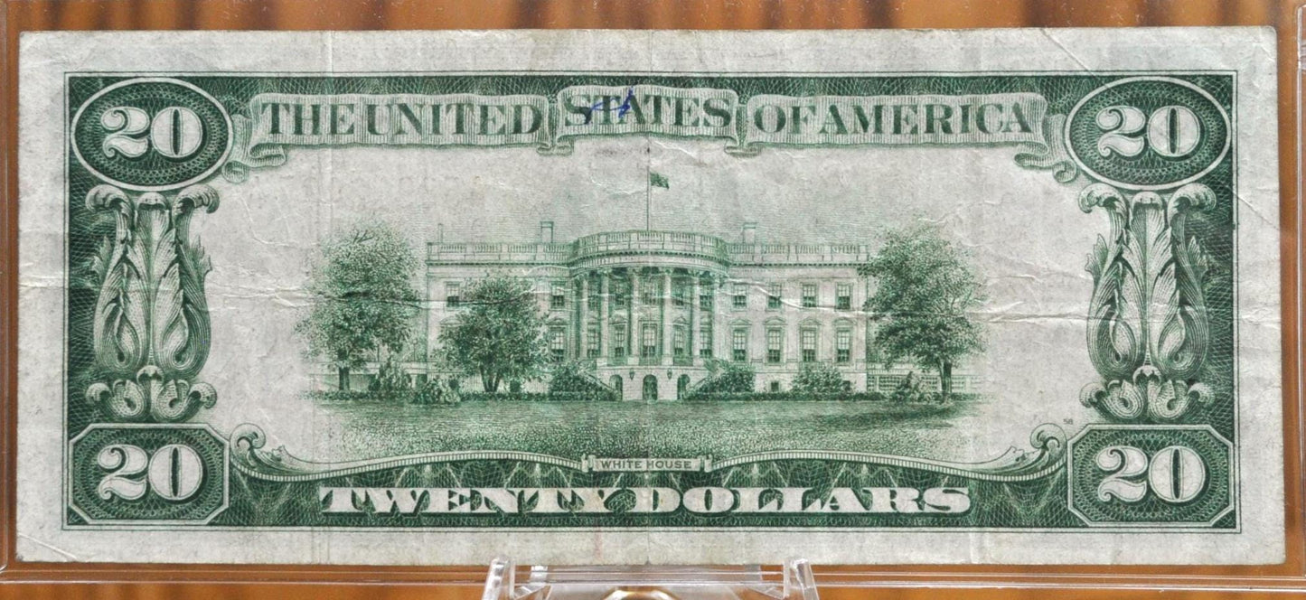 1928 US 20 Dollar Gold Certificate Note - Choice of Grade - Woods / Mellon Signed - Rarer 1928 Twenty Dollar Gold Certificate - Fr#2402