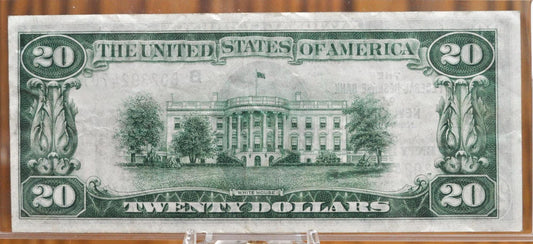 1929 National Currency 20 Dollar Note - Choice of Grade - New York (B) Bank Issue - 1929 B Twenty Dollar Federal Reserve Bank - Fr#1870-B