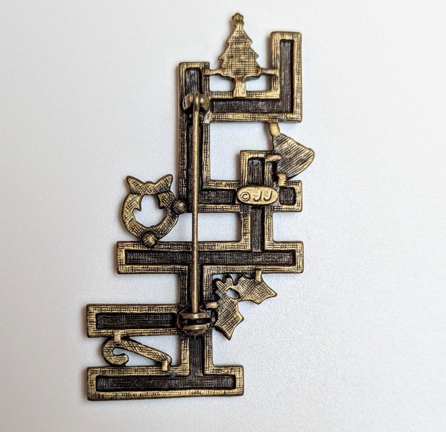Very Rare JJ Jonette Christmas Crossword Puzzle Pin - JJ Jewelry - Christmas/Holiday Brooches and Pins