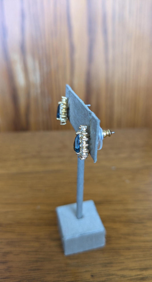 Shining Roman Earrings Pendant Set Blue Stones - Pretty Roman Earrings - Blue Stone Earrings