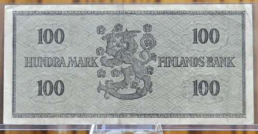 1955 Finland 100 Markka Bank Note - Wheat Bundle Issue - 1955 Finland One Hundred Markka Paper Note - P#91a