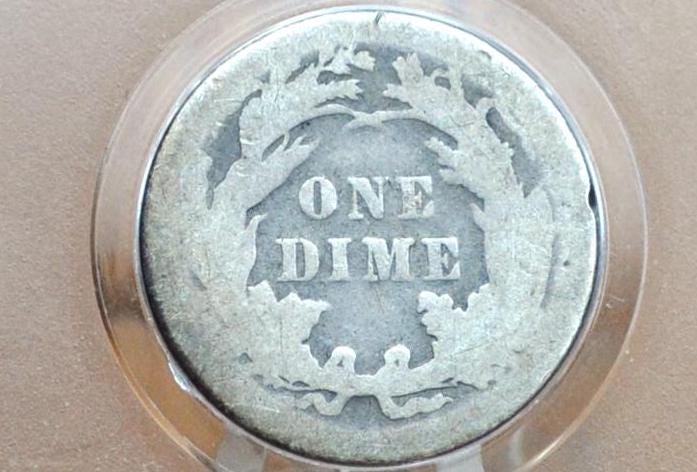 1883 Seated Liberty Dime - AG/G - 1888 Silver Dime / 1888 Liberty Seated Dime US 1 Dime From 1800s