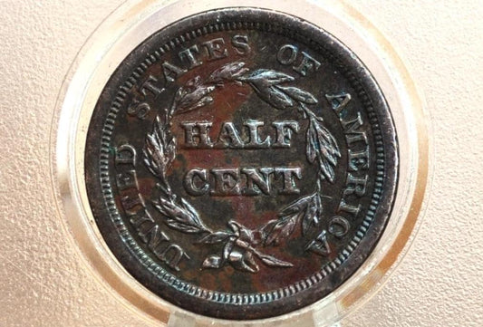 1851 Braided Hair Half Cent - AU (About Uncirculated) - 1851 US Half Cent - 1851 Half Penny - US Half Cents