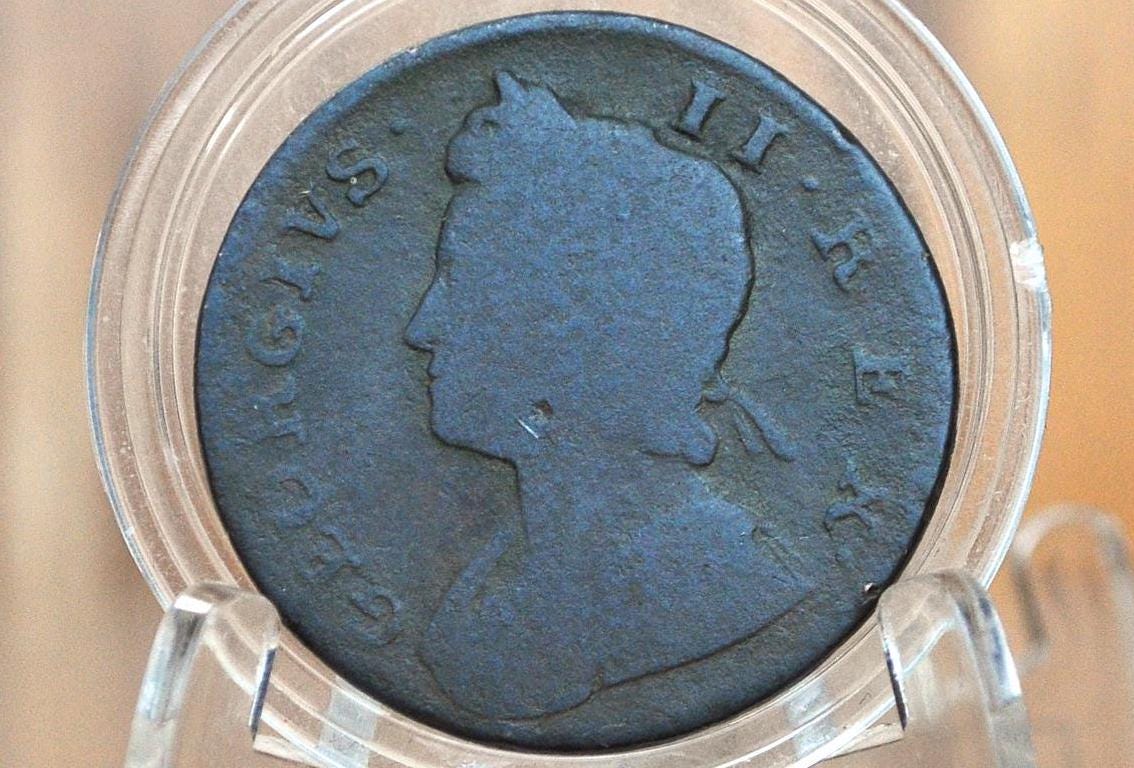 1738 UK Halfpenny - Great Details - 1738 Great Britain 1/2 Penny - Copper Half Penny 1738