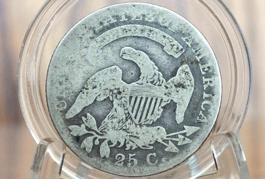 1821 Quarter- G (Good), Rare Coin / Rare Type - 1821 US Quarter 1821 Capped Bust Quarter, Early American Coin; Rare Coin Type, Few ever Made