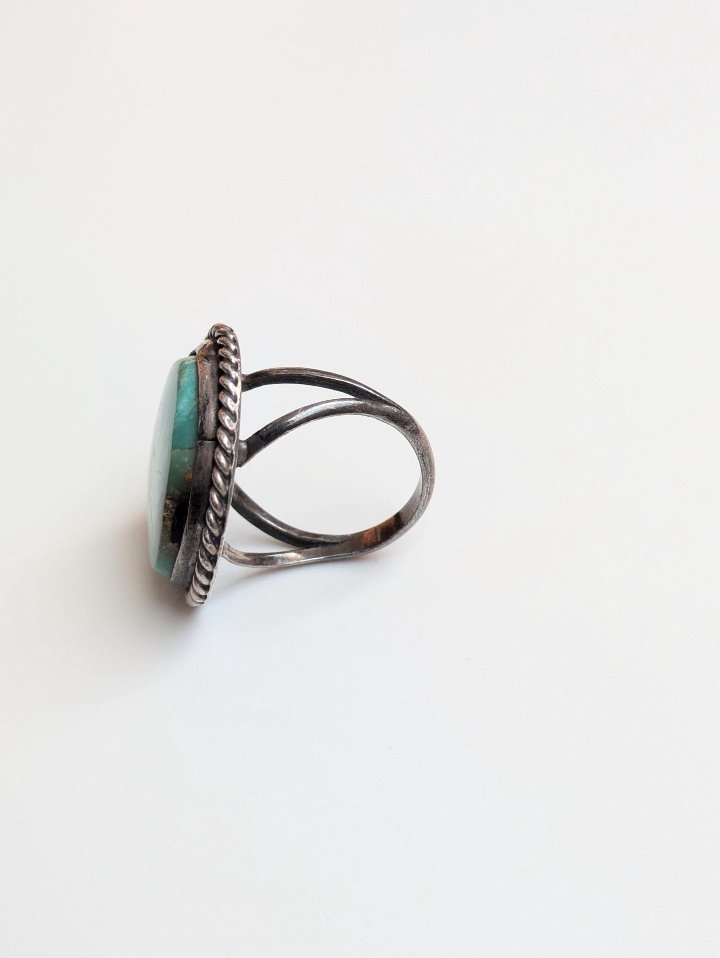 Incredible Sterling Silver Fox Turquoise Ring - Size 7 - Rare Native American Jewelry - Coiled Dome Ring
