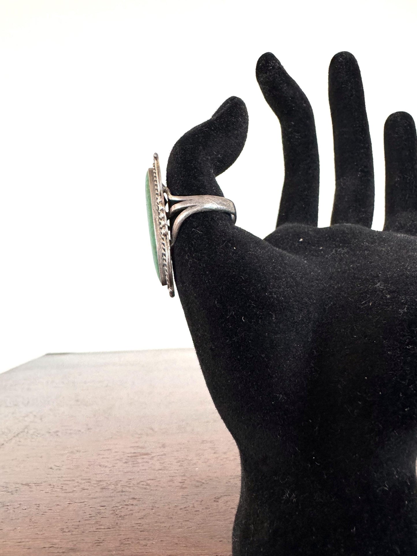 Vintage 925 Sterling Silver Navajo Turquoise Skinny Oval Ring - Size 6 - Navajo Turquoise Sterling Silver Ring