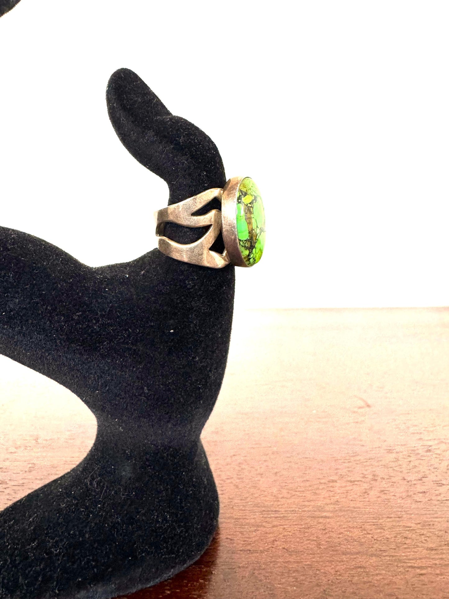 Environmental 925 Sterling Silver Green Copper Turquoise Ring - Size 8 - Desert Rose Trading Green Copper Turquoise Silver Ring