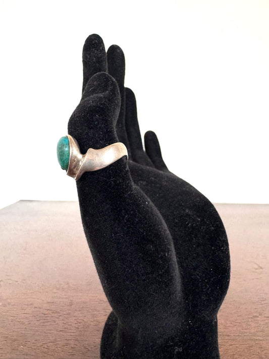 Ornate Sterling Silver Dokus Turquoise Ring - Size 6 - Dokus Ornate Design Ring - 925 Dokus Ring