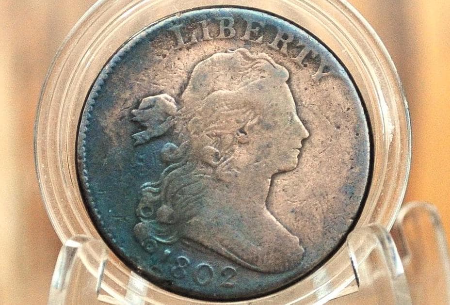 1802 Draped Bust Large Cent, With Stems - VG grade / condition - US Large Cent 1802 One Cent US Affordable
