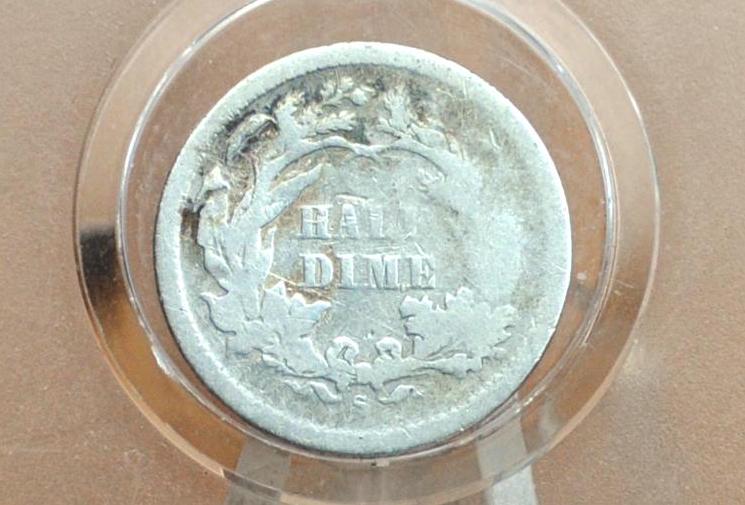 1872-S Half Dime - VG - 1872 S Below Bow Seated Liberty Half Dime - Early American Coin - 1872S Silver Half Dime Liberty Seated 1872 S Mint